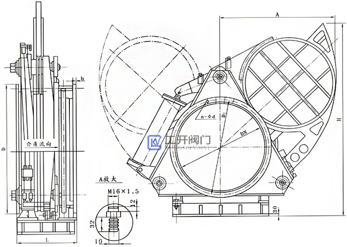 气动盲板阀结构图尺寸